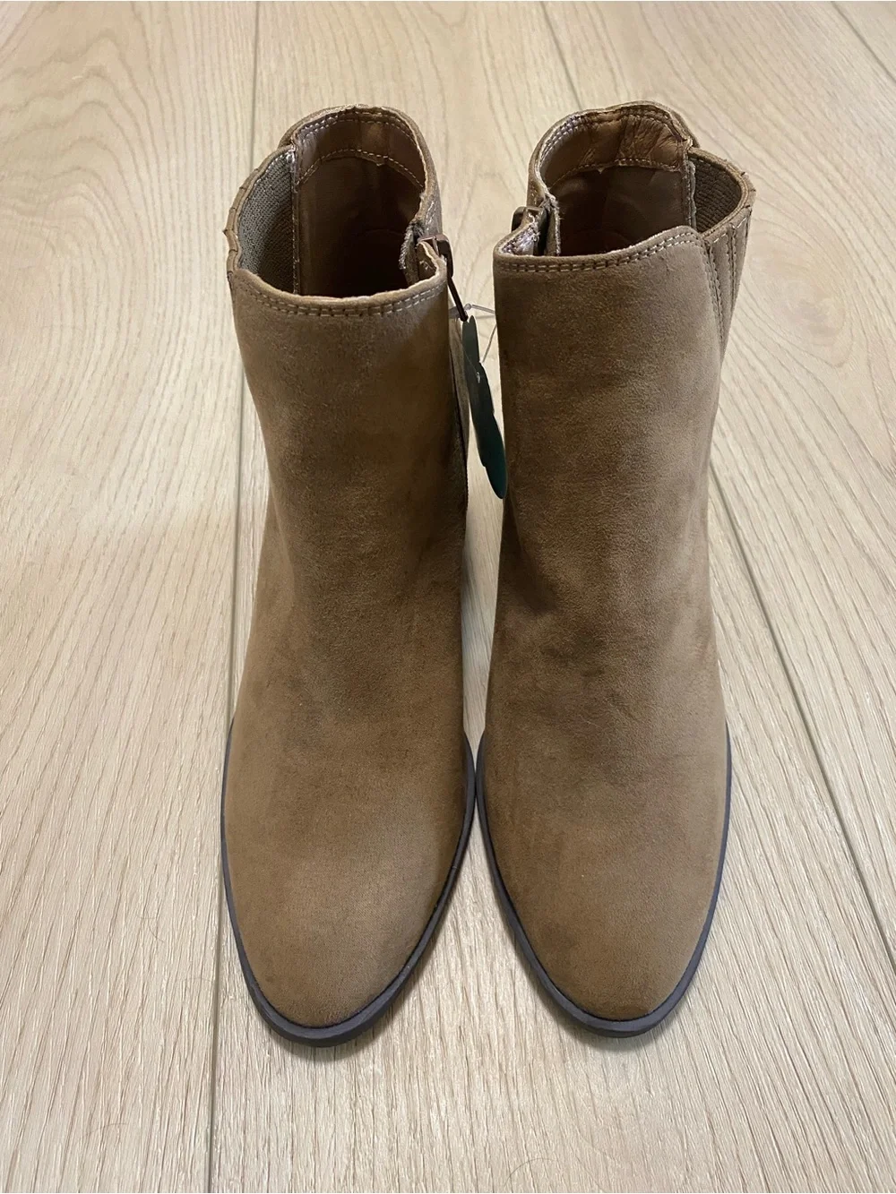 LC Lauren Conrad Tan Suede Ankle Booties with Block Heel 3inch